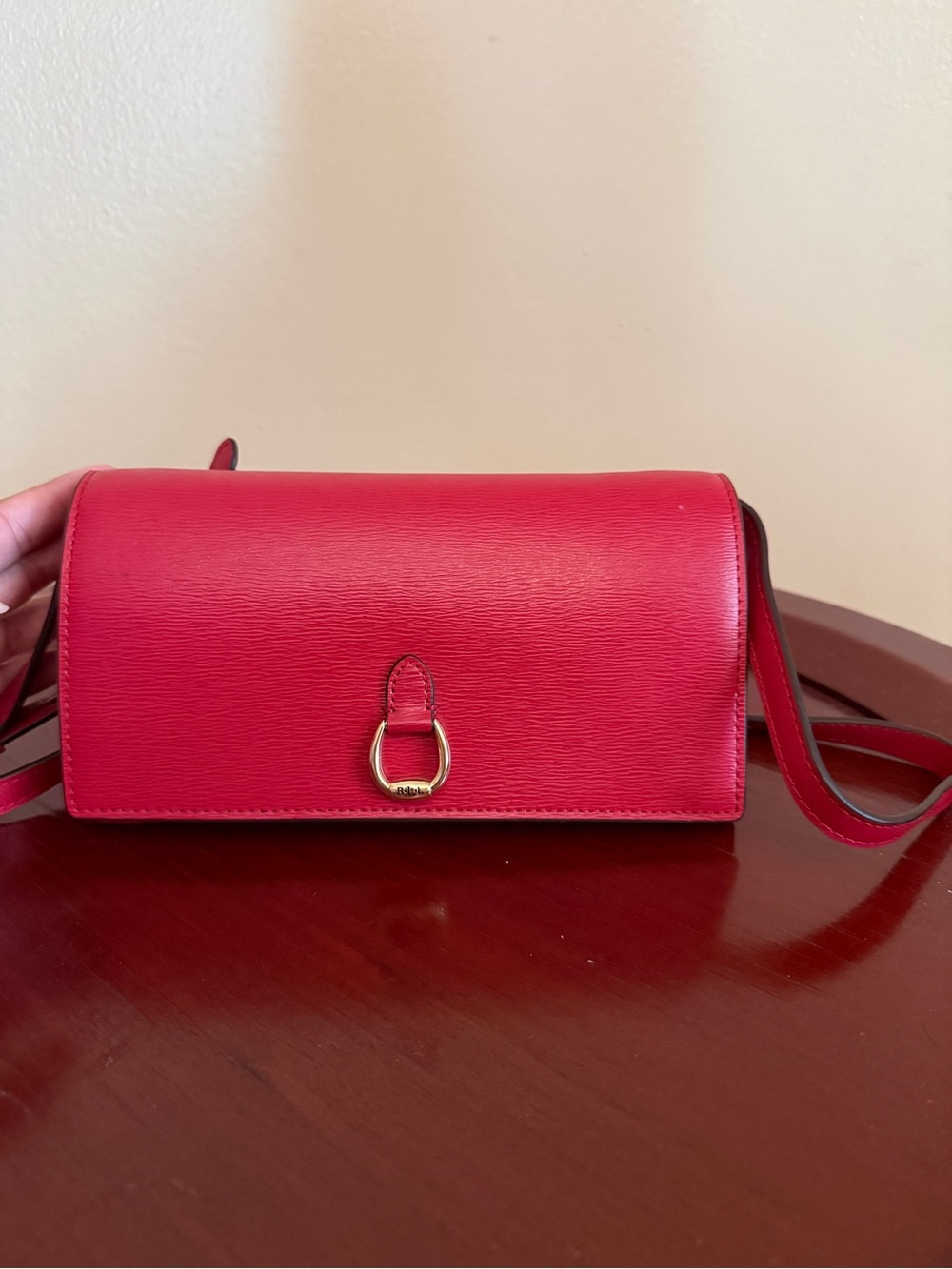 Lauren Ralph Lauren Red Crossbody Bag with Gold Accent